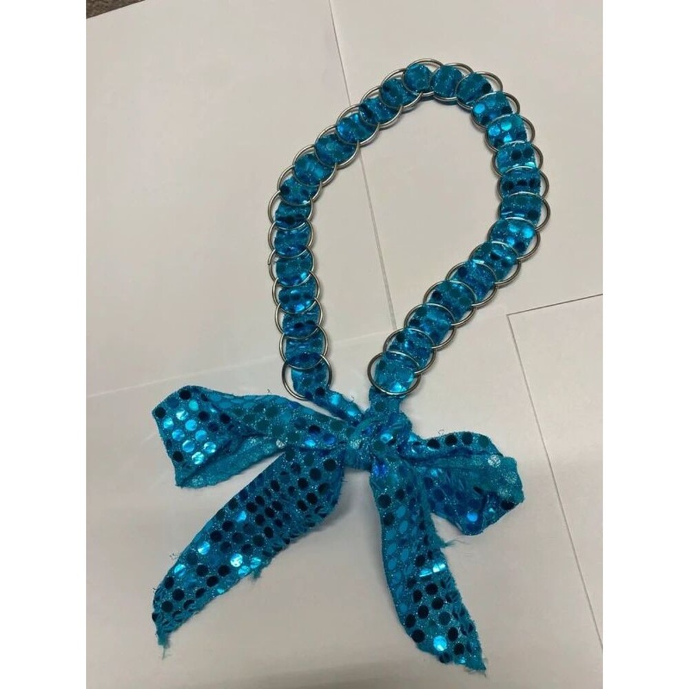^turquoise sequin silver ring belt 60” long vintage